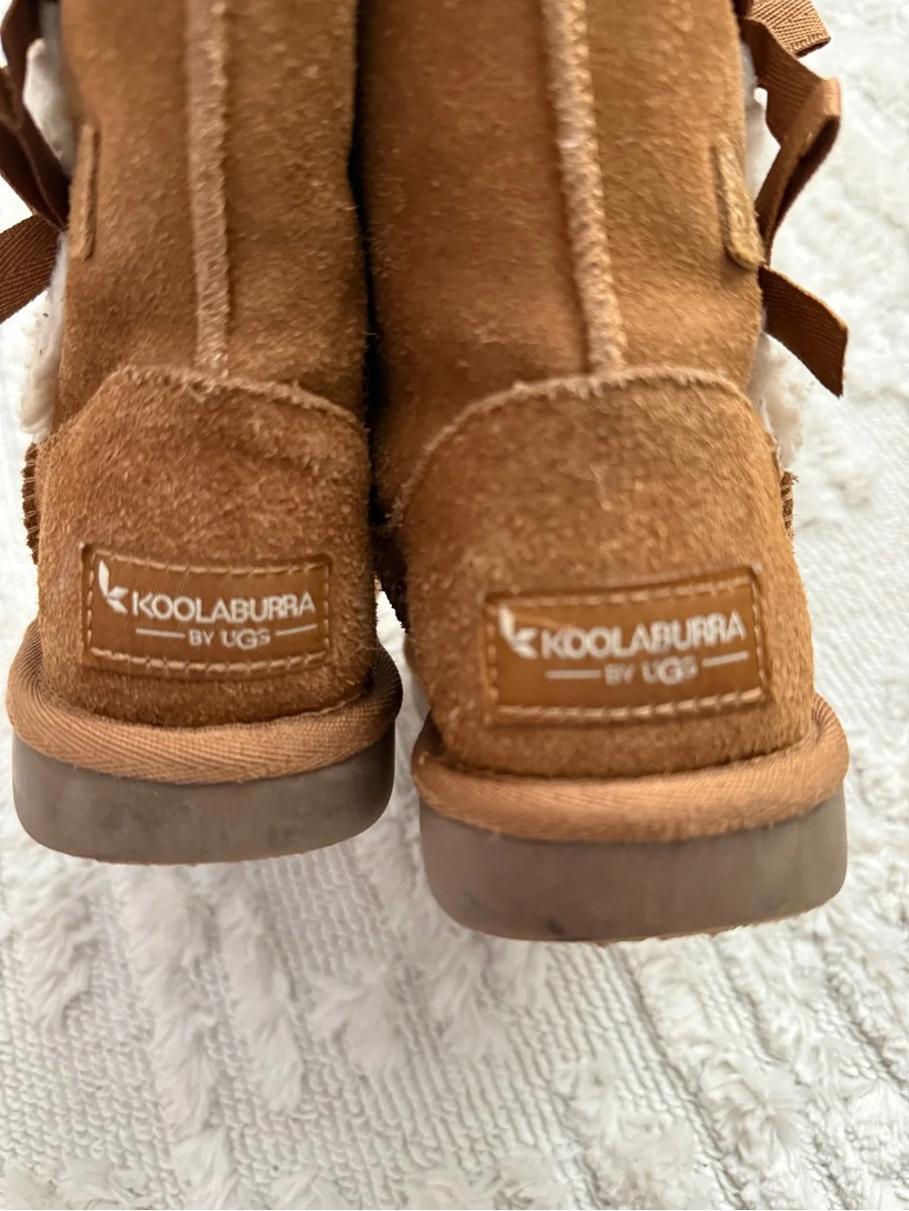 Koolaburra By Ugg Girl Size 12 Suede Bow Chestnut Brown Victoria Boots Reg $74